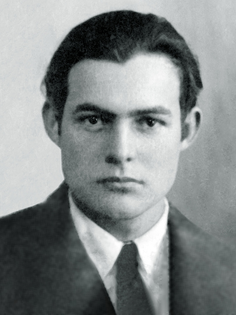 Ernest Hemingway in his 1923 passport photograph, aged 24, around the start of his Paris years.